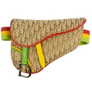 Christian Dior Trotter Saddle Belt Bum Bag Rasta-Color Canvas 096BM0044 120685